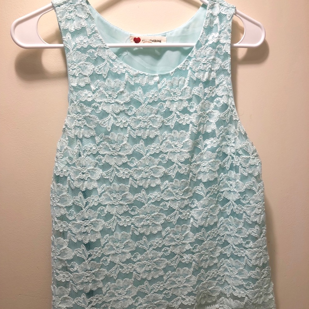 Medium One Clothing light blue floral lace tank